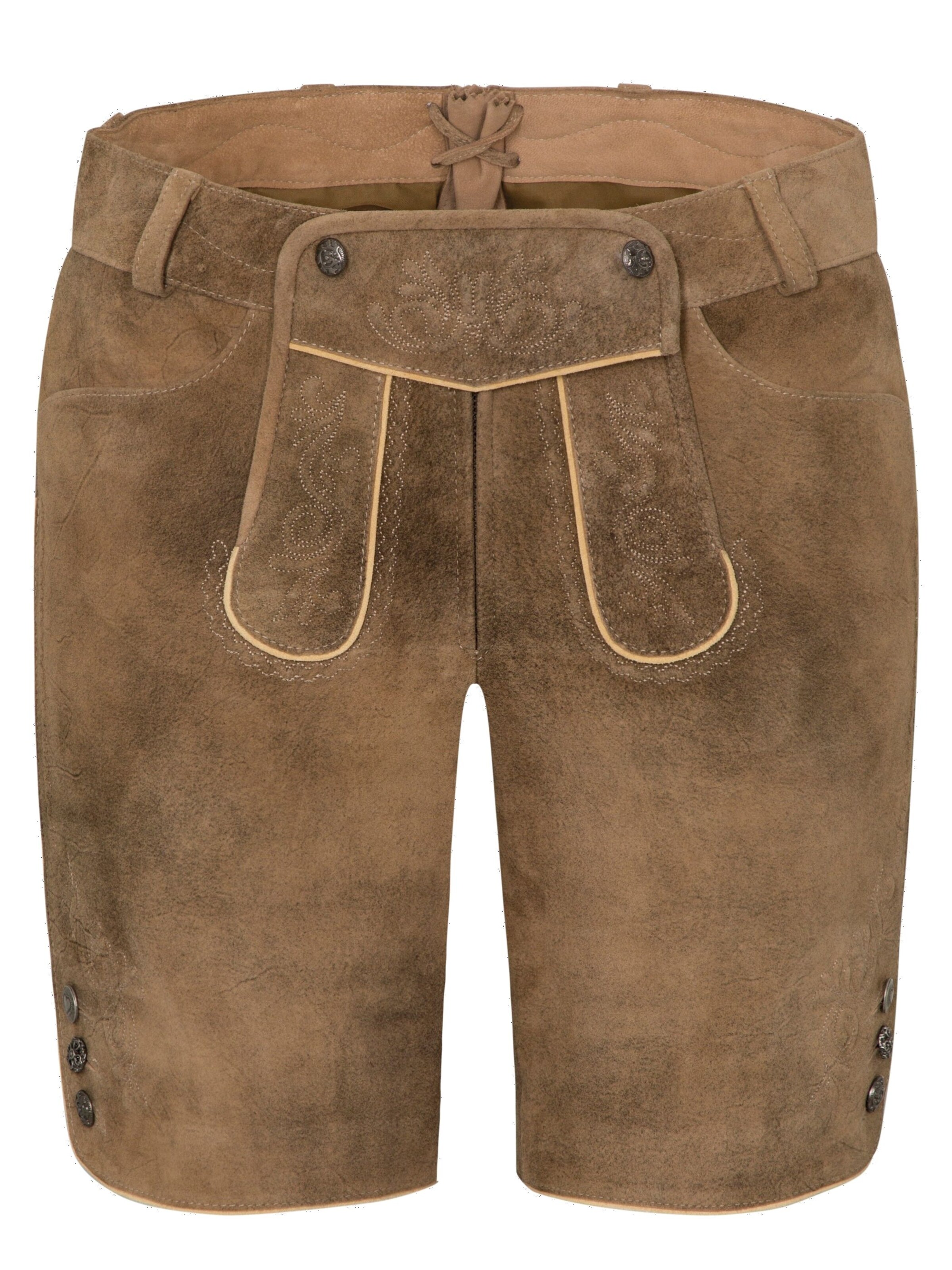 SPIETH & WENSKY Regular Lederhose 'Giana' mit Ton-In-Ton Stickerei in Braun: Vorderseite