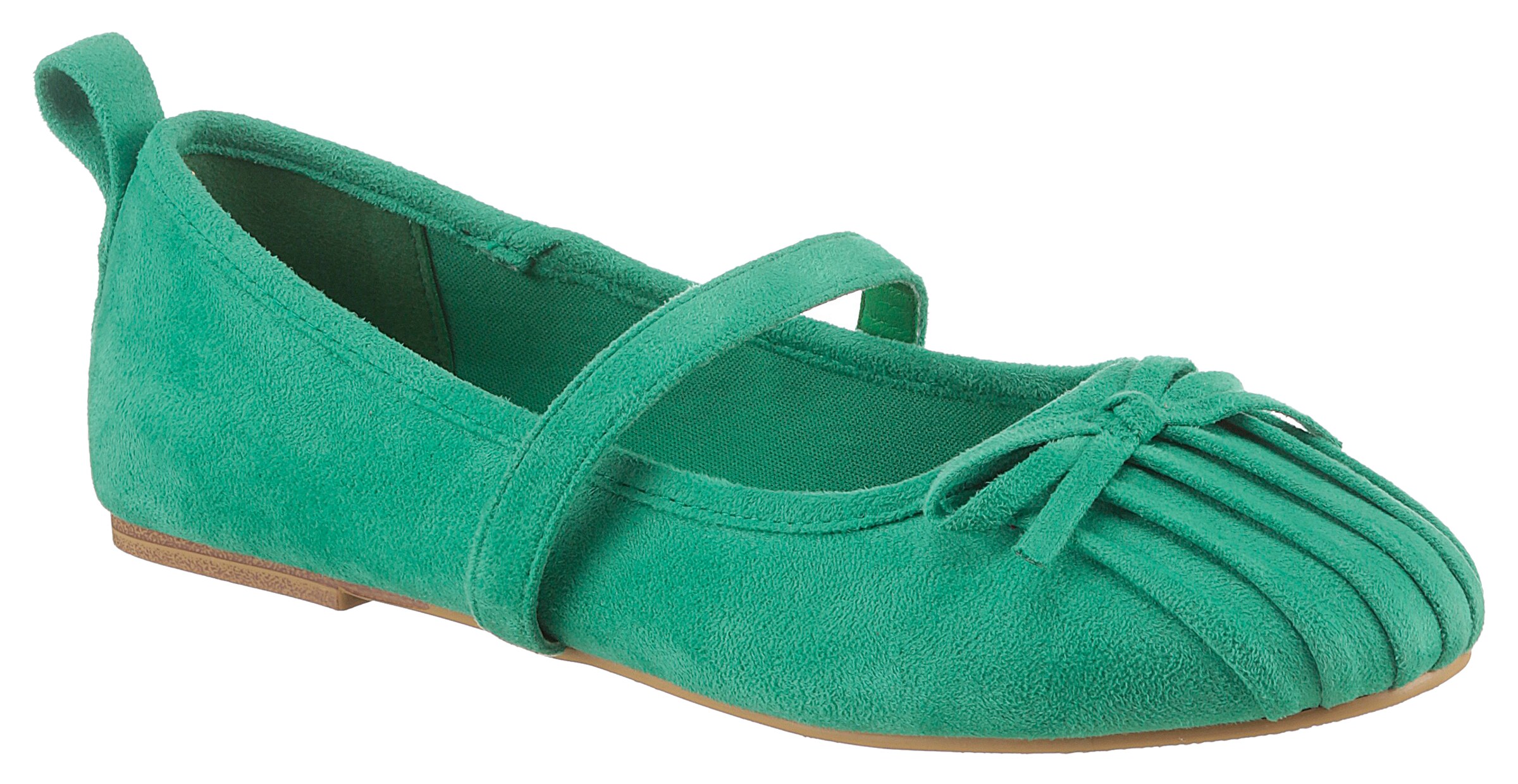 Aniston Ballet Flats with Strap in Green: front