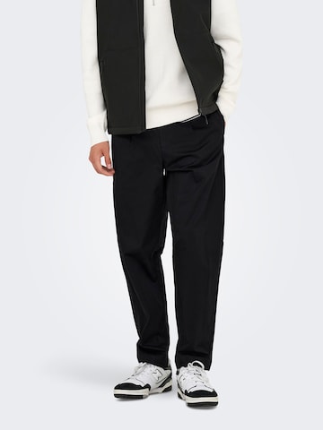 Largi Pantaloni eleganți 'ONSCoil' de la Only & Sons pe negru: față