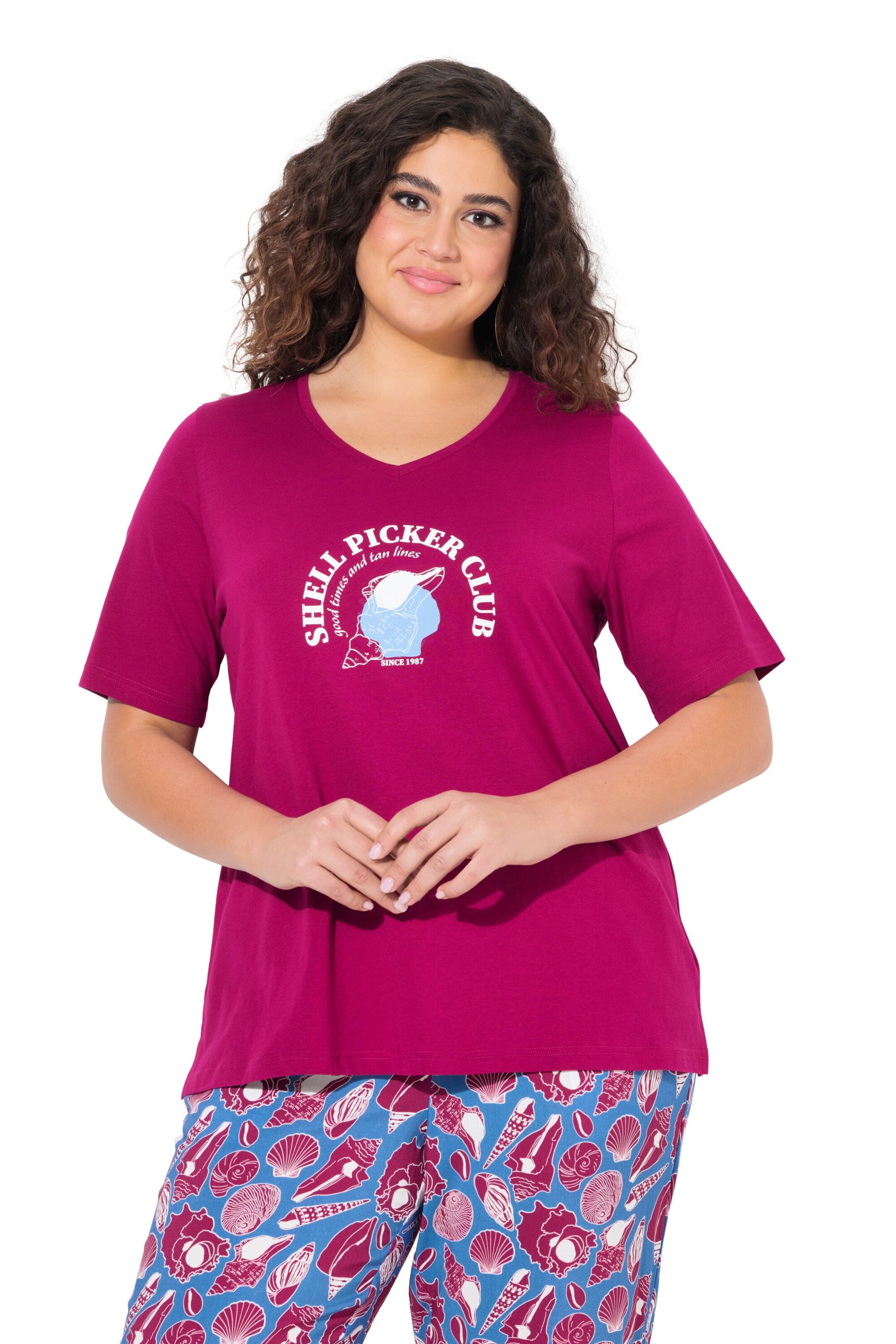 T-shirt Ulla Popken en rose : devant