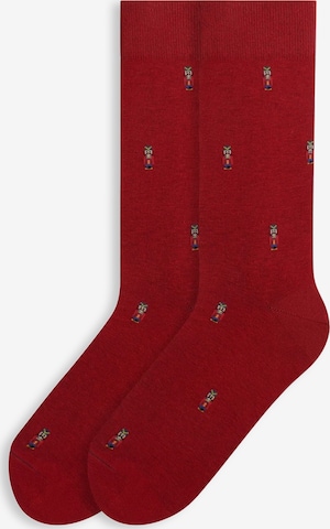 Von Jungfeld Socks 'mit Weihnachtsmotiven' in Red: front