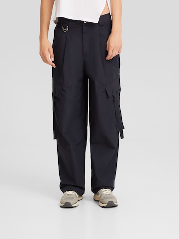 Bershka Wide leg Cargo Pants in Grey: front