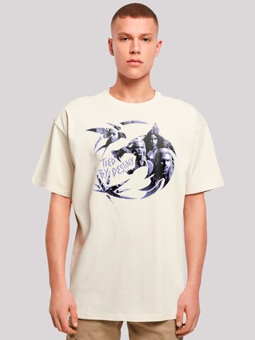 F4NT4STIC Shirt 'The Witcher Wolf Logo Infill Netflix TV Series' in Beige: voorkant