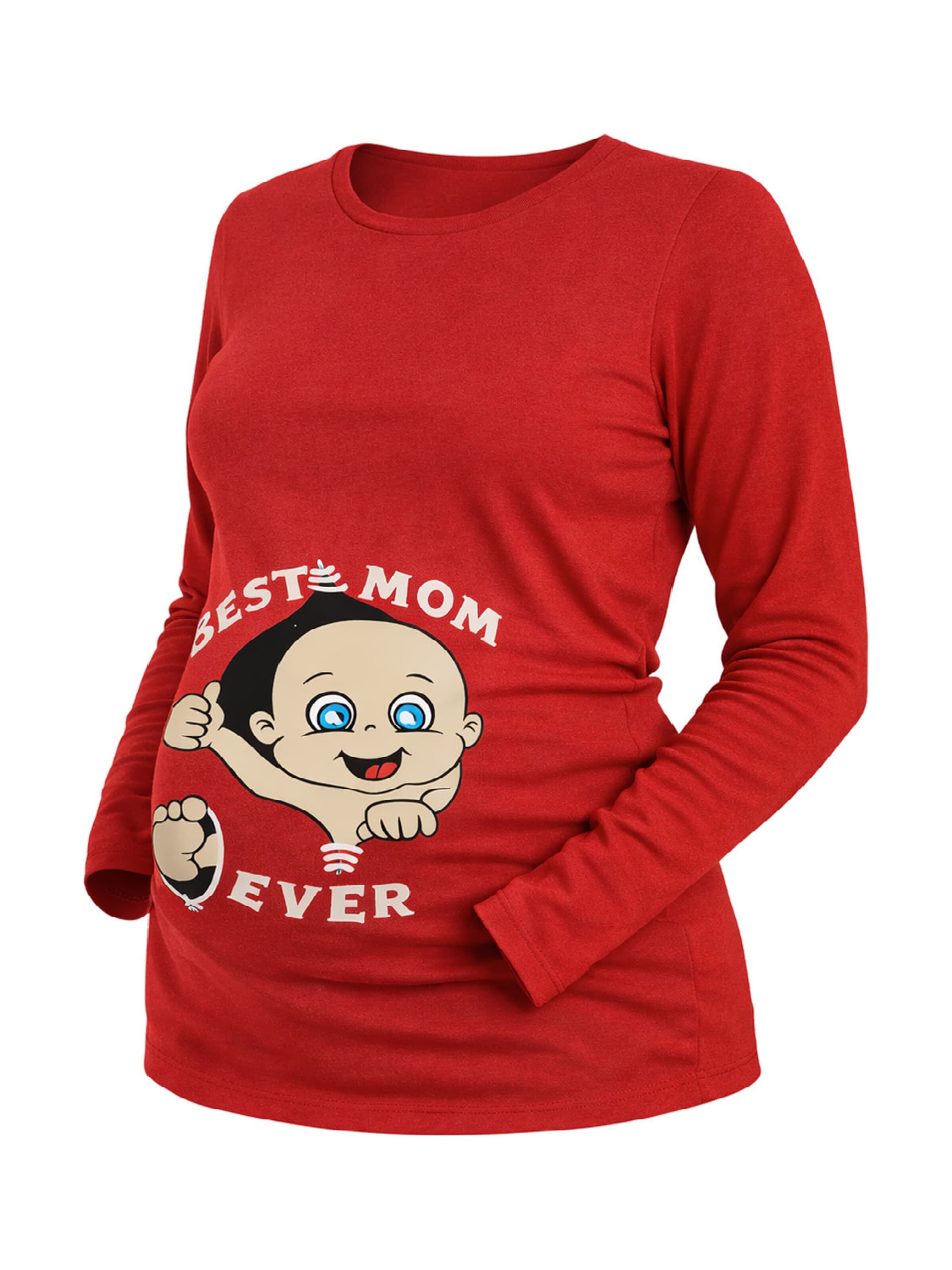 M.M.C. Shirt 'Best Mom Ever Umstandslangarmshirt' in Red: front
