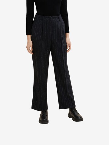 TOM TAILOR Regular Pleat-Front Pants 'Lea' in Black: front