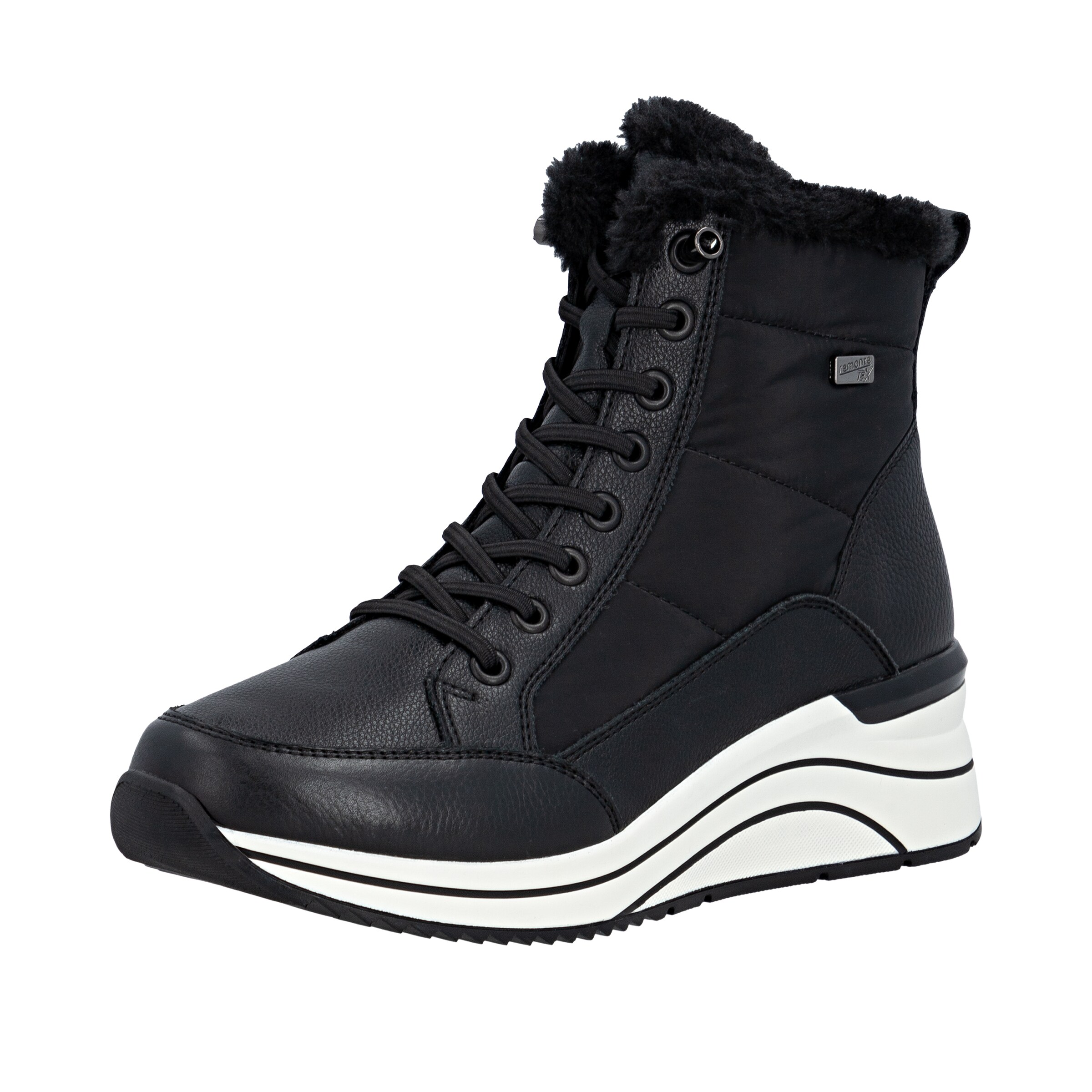 REMONTE Lace-Up Ankle Boots in Black: front