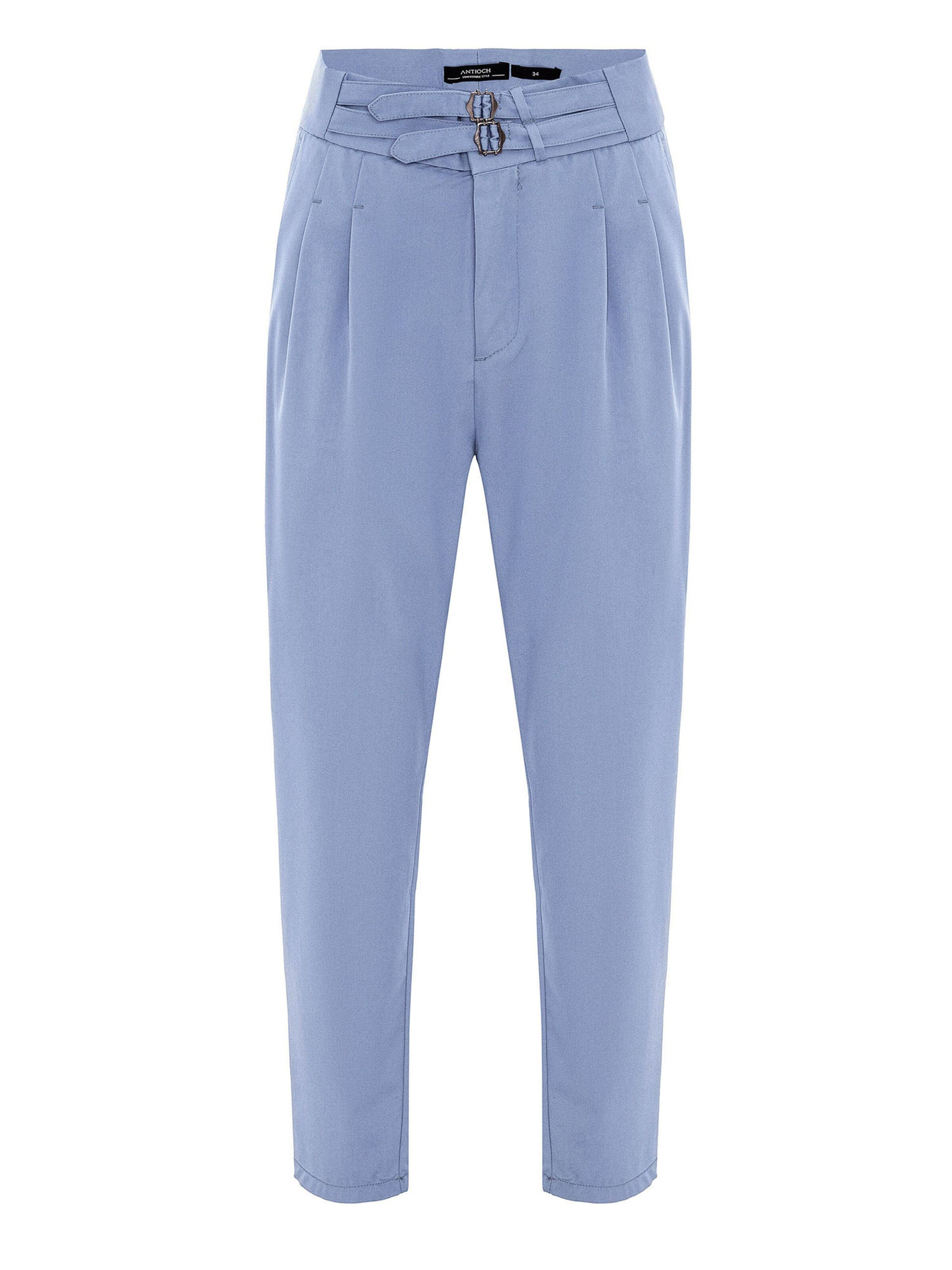 Antioch Tapered Bandplooibroek in Blauw: voorkant