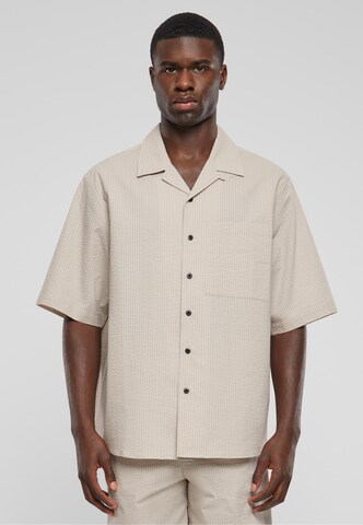 Urban Classics Comfort fit Button Up Shirt in Beige: front