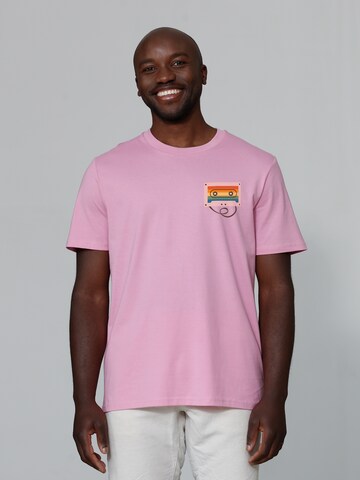 T-Shirt ' Rainbow Cassette ' Watapparel en rose : devant