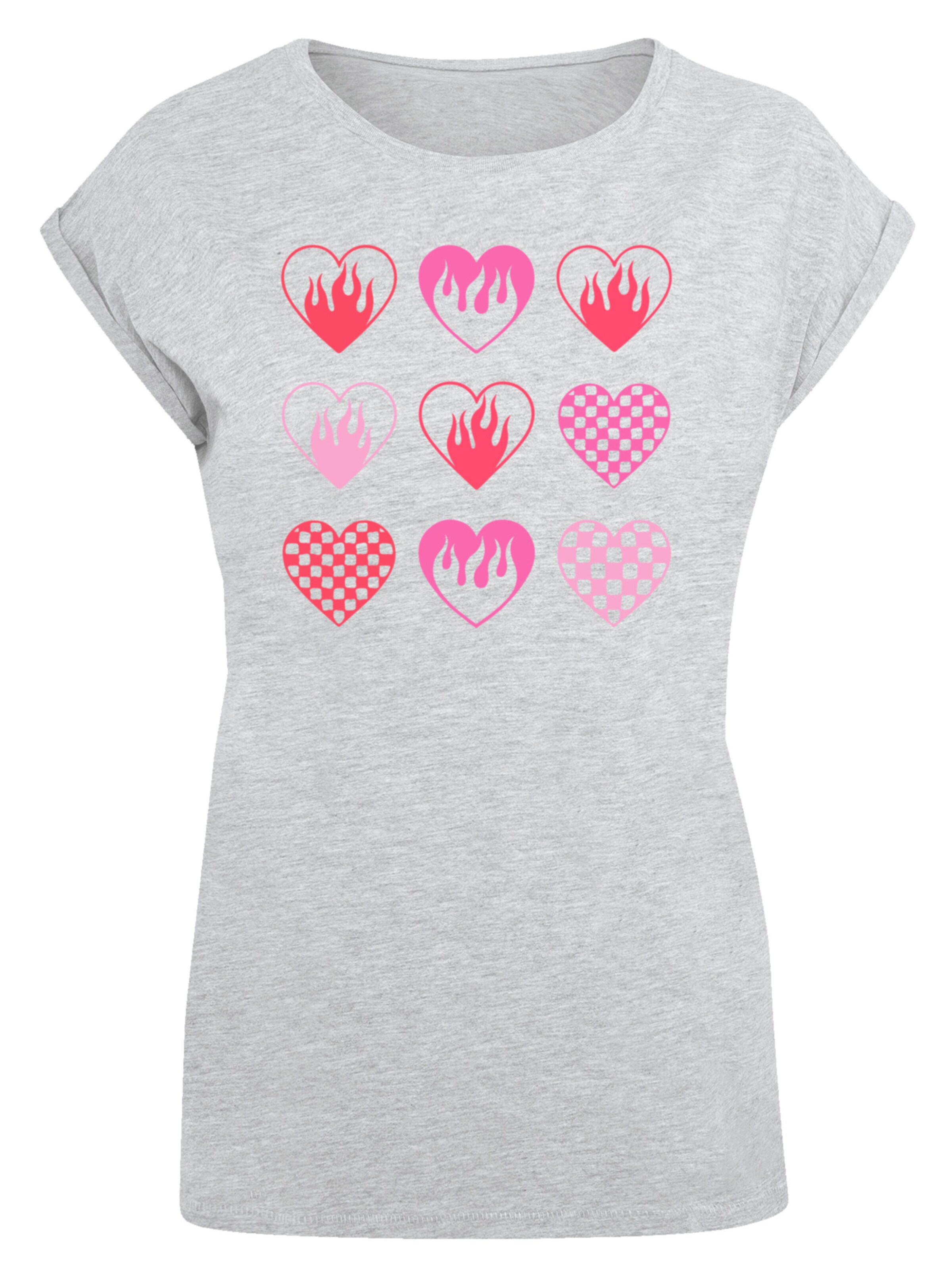 T-shirt 'Internationaler Frauentag: Herzen in Flammen' F4NT4STIC en gris : devant