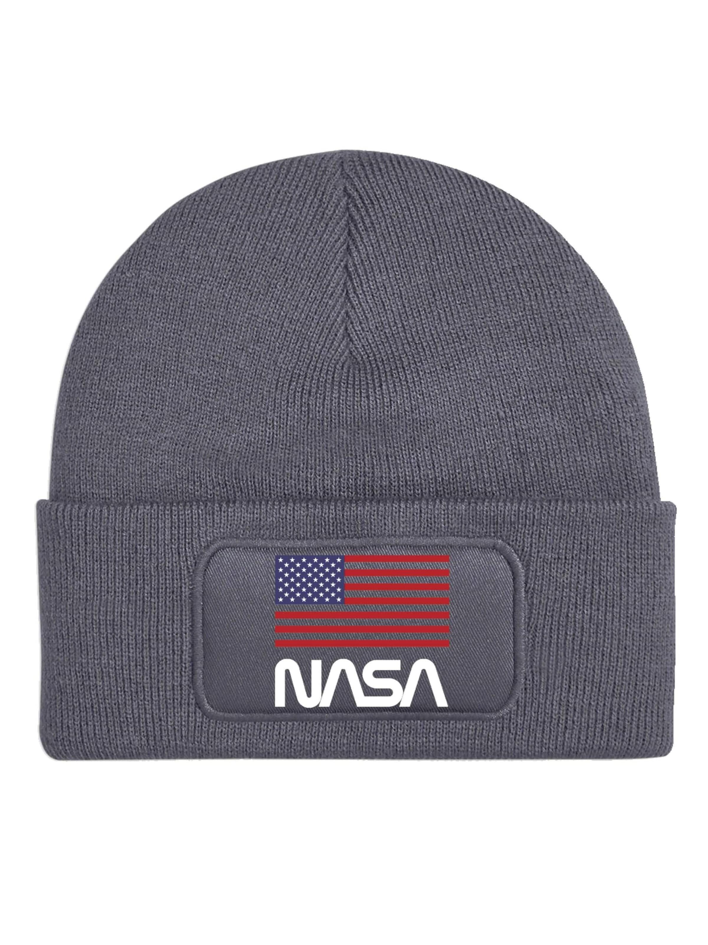 Youth Designz Mütze 'NASA USA'‌‌‌‌‌‌‌‌ in Grau: Vorderseite