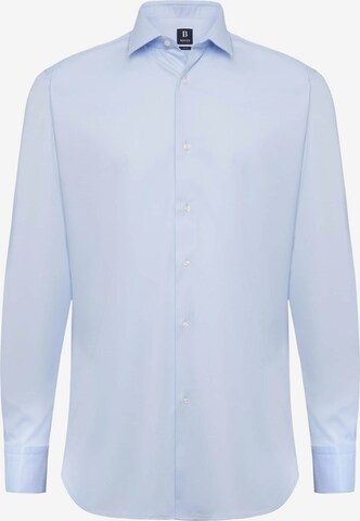 Boggi Milano Regular fit Overhemd 'Dobby' in Blauw: voorkant