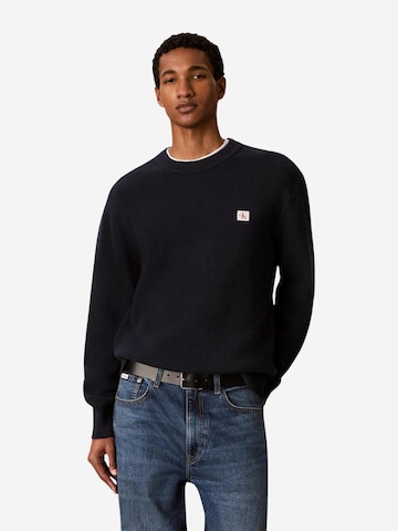 Calvin Klein Jeans Trui 'LS EZ COTTON WAFFLE LV04RD313G' in Zwart