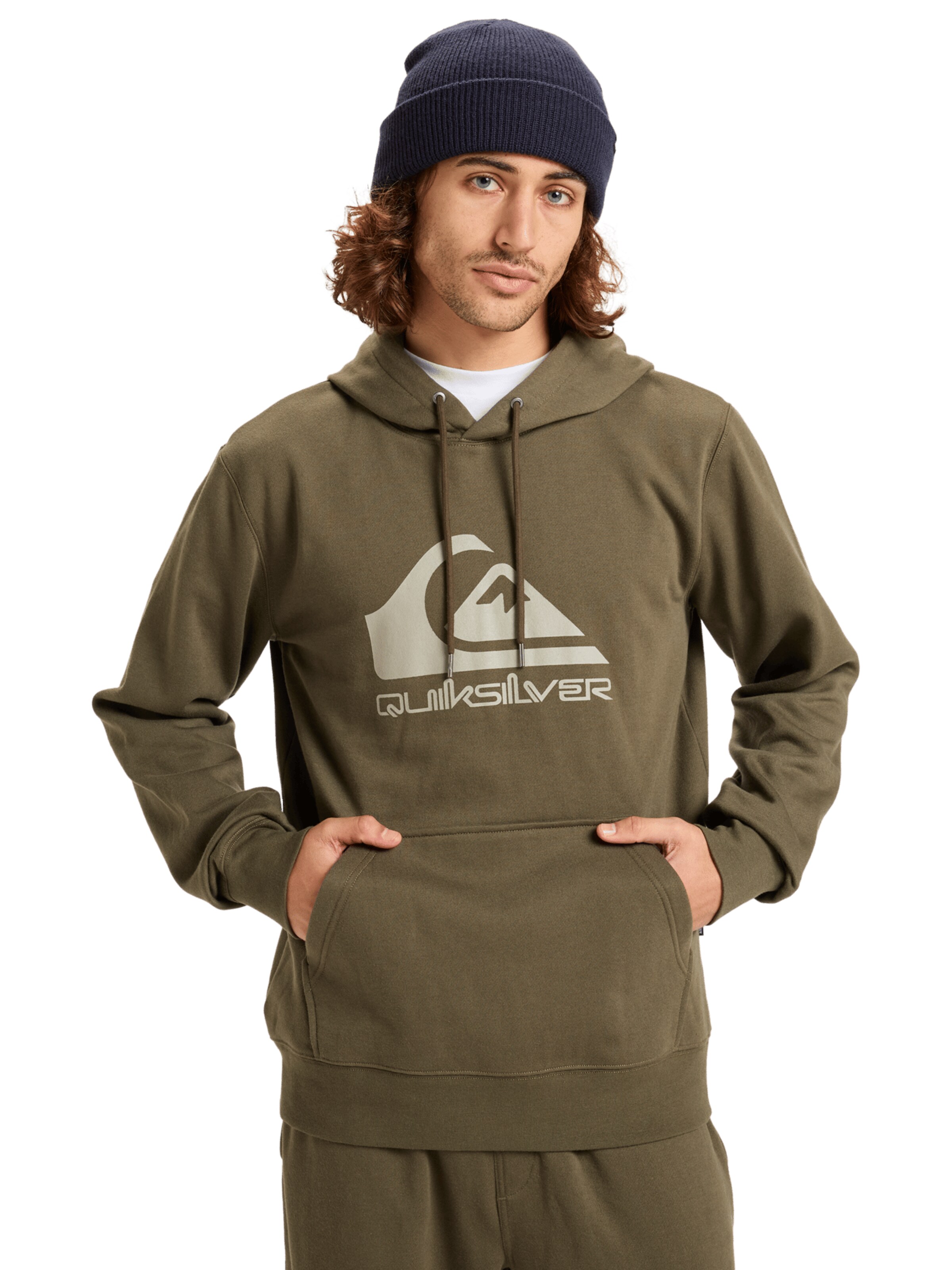 QUIKSILVER Athletic Sweatshirt 'Comp Logo' in Brown: front