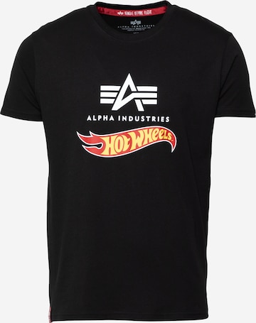 ALPHA INDUSTRIES T-Shirt 'Hot Wheels' in Schwarz: predná strana