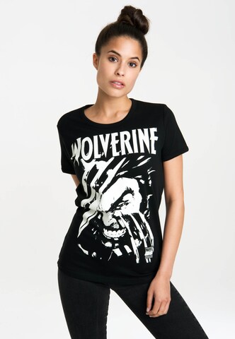 LOGOSHIRT Shirt 'Wolverine' in Black: front