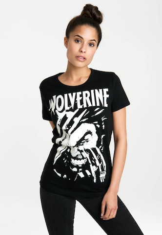 LOGOSHIRT Shirt 'Wolverine' in Zwart: voorkant