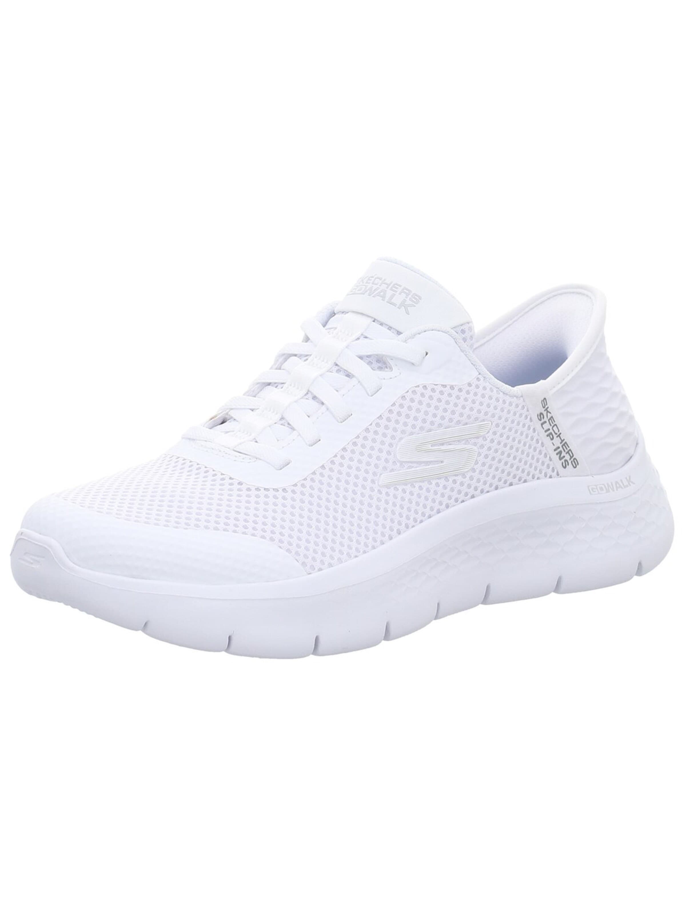 SKECHERS Låg sneaker 'Slipper Damen 124836 WHT Textil in weiß' i vit: framsida