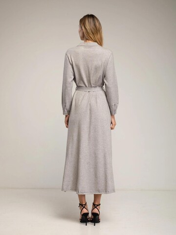 Robes en maille 'Vestido camisero de punto largo con bolsillos en el pecho y cinturon. (GREY)' Tantra en gris