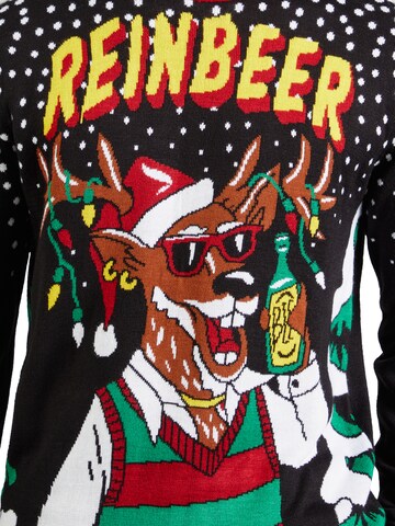 Lindbergh Pulóver 'Beer Xmas' - fekete