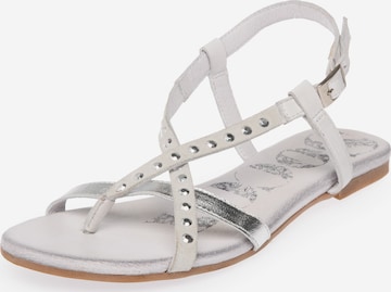 Soccx T-Bar Sandals in White: front