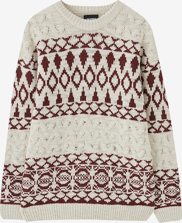 Pull&Bear Пуловер в бяло: отпред