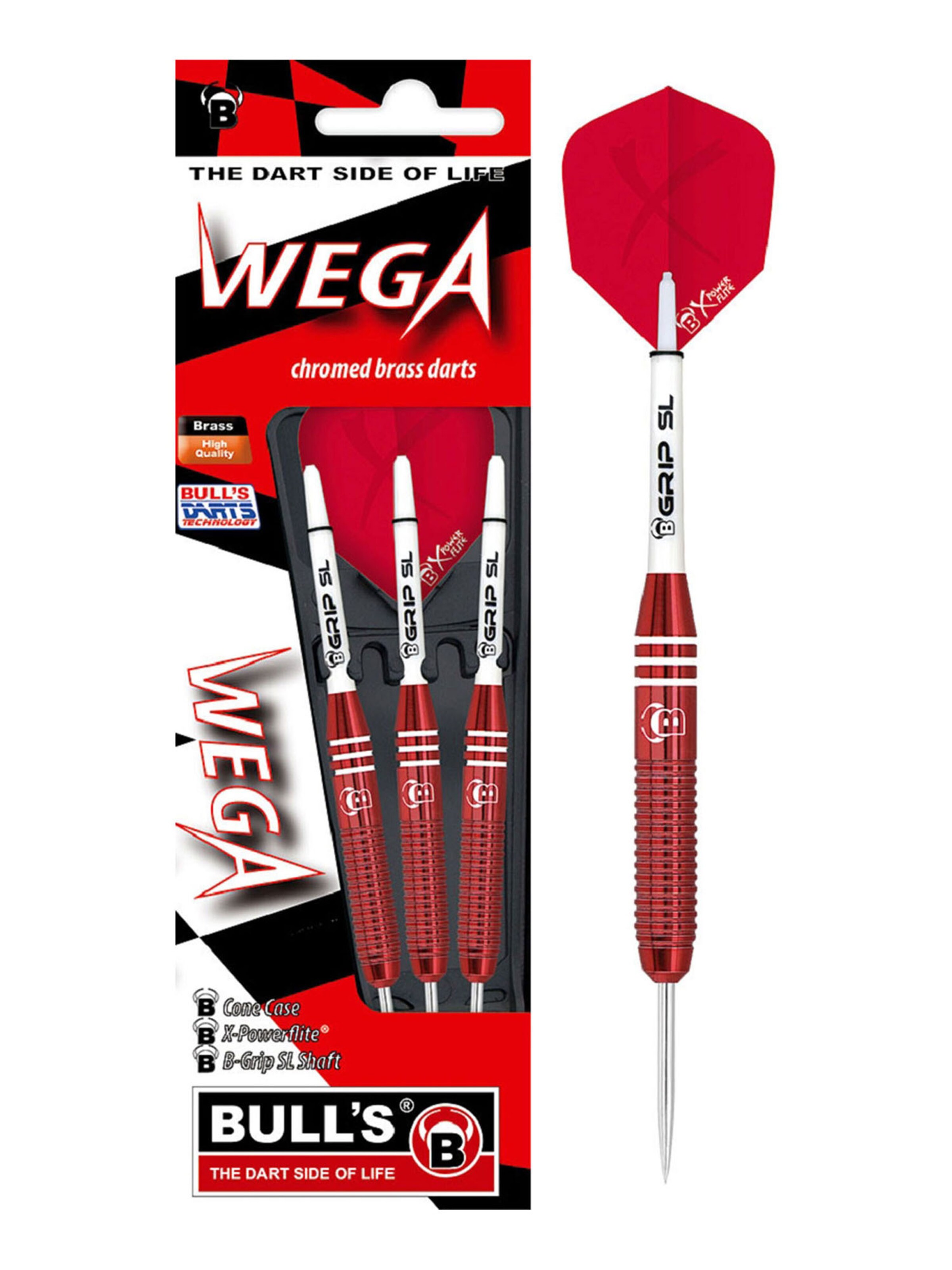 BULL'S Steeldarts ' Wega Brass Dartpfeile Anfänger Darts-Set Rookie ' in Rot: Vorderseite
