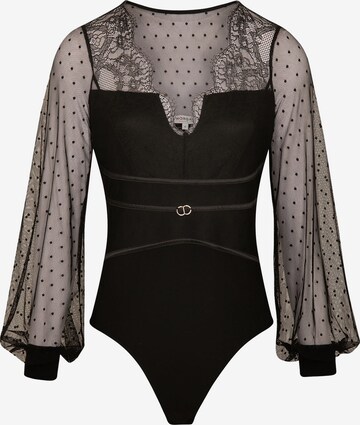 Morgan Shirt Bodysuit 'TINA' in Black: front
