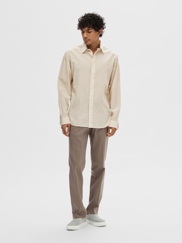 SELECTED HOMME Slim fit Button Up Shirt in Beige