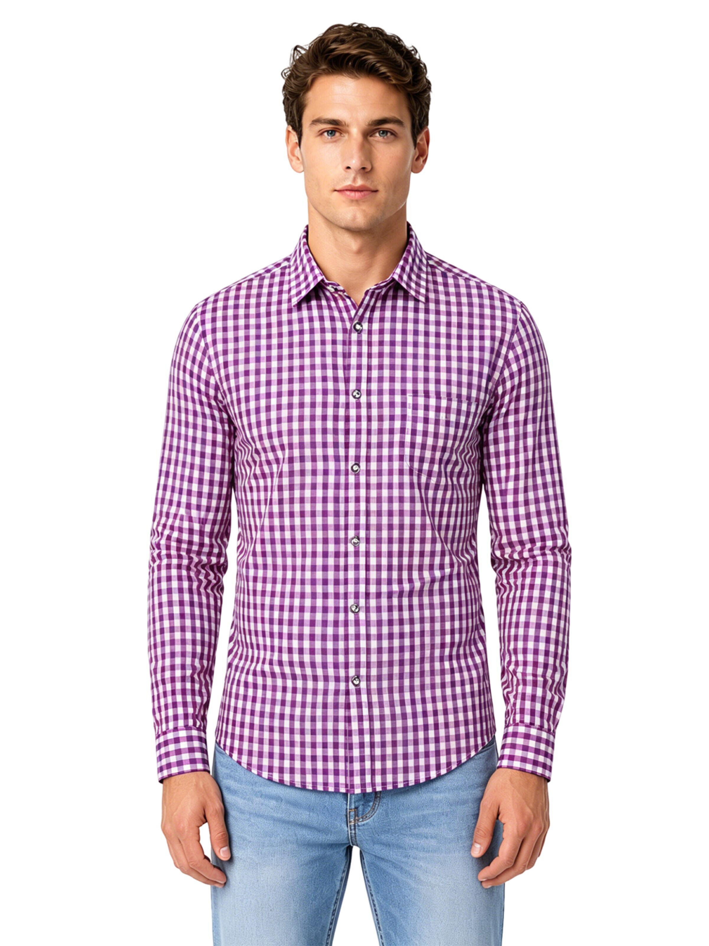 KoJooin Regular fit Button Up Shirt in Purple: front