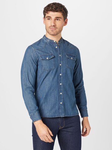 BLEND Slim fit Button Up Shirt in Blue: front