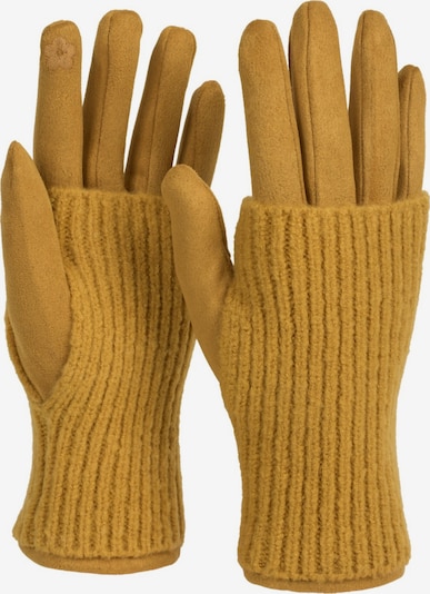styleBREAKER Fingerhandschuhe '3 in 1 Touchscreen Stoff Handschuhe mit abnehmbarer Strick Manschette' in XS-XL in curry, Produktansicht