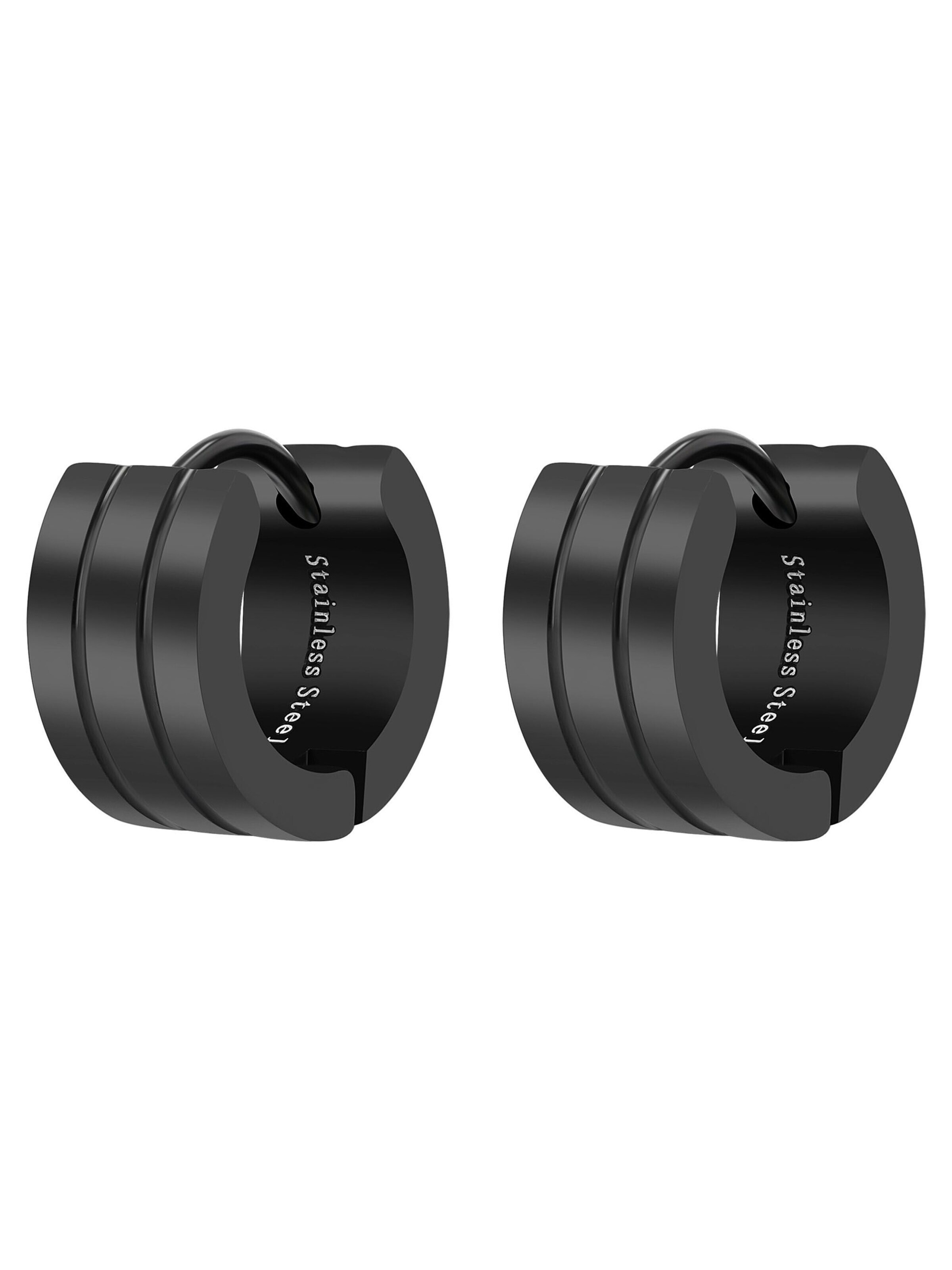 Akzent Earrings 'Edelstahl Schwarz, D: 9 mm, 7 mm breit,  Unisex & Robust' in Black