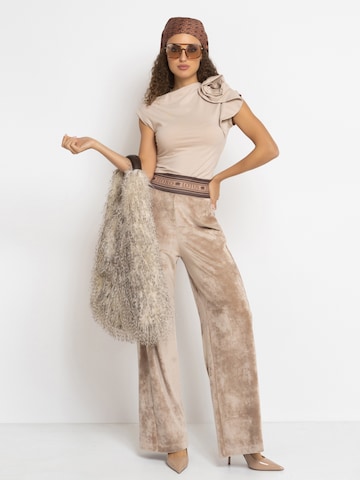 JIORO Wide leg Broek 'ESSENTIALS' in Beige