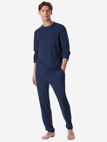 SCHIESSER Pyjama lang ' Selected Premium Warming ' in Blauw: voorkant