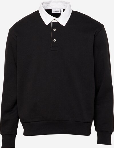 WEEKDAY Sweatshirt 'Ron Rugby' in de kleur Zwart / Wit, Productweergave