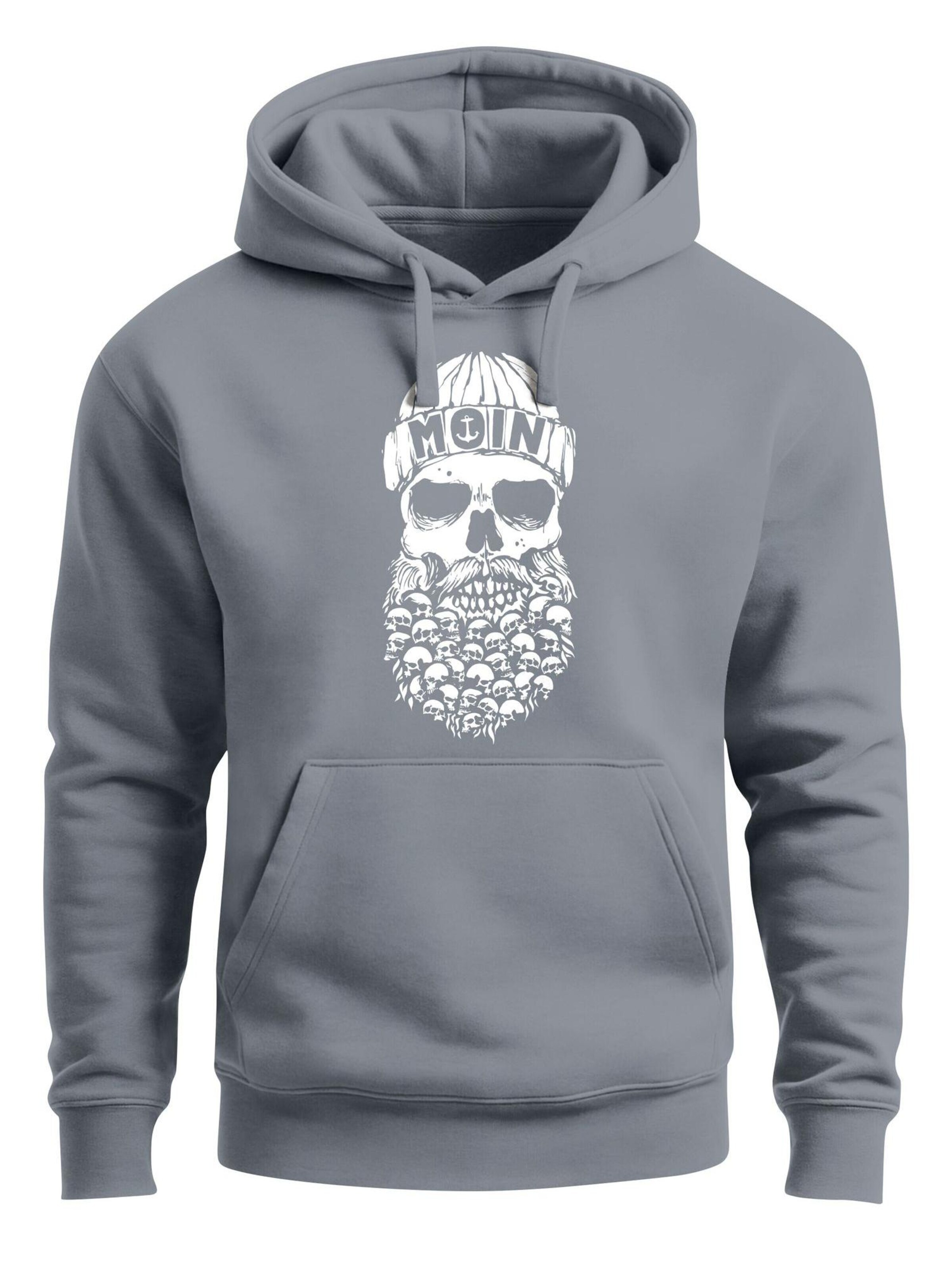 Neverless Sweatshirt 'Moin Skull' in Grey: front