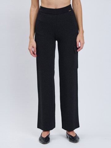 Largi Pantaloni de la Influencer pe negru: față