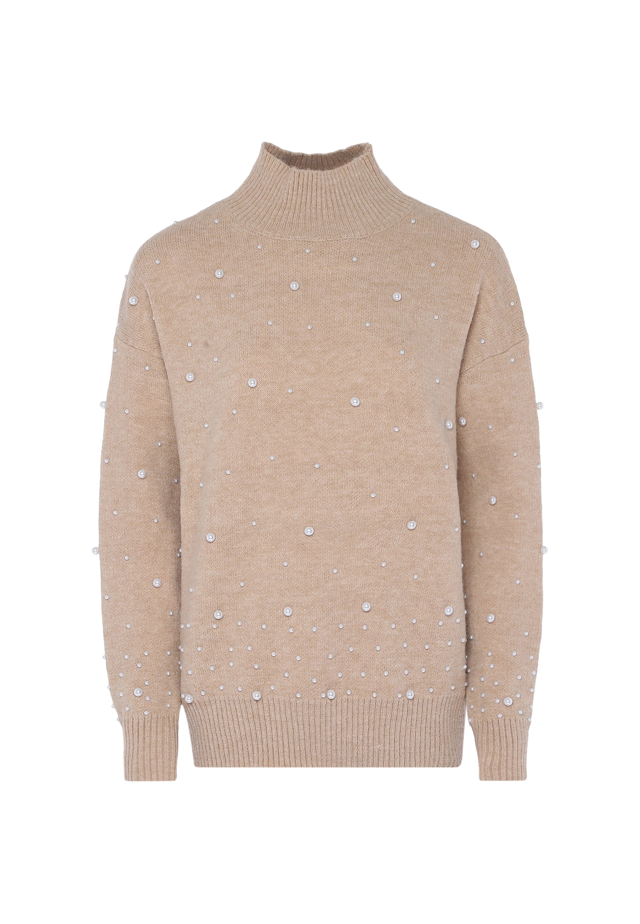 Pullover di faina in beige: frontale