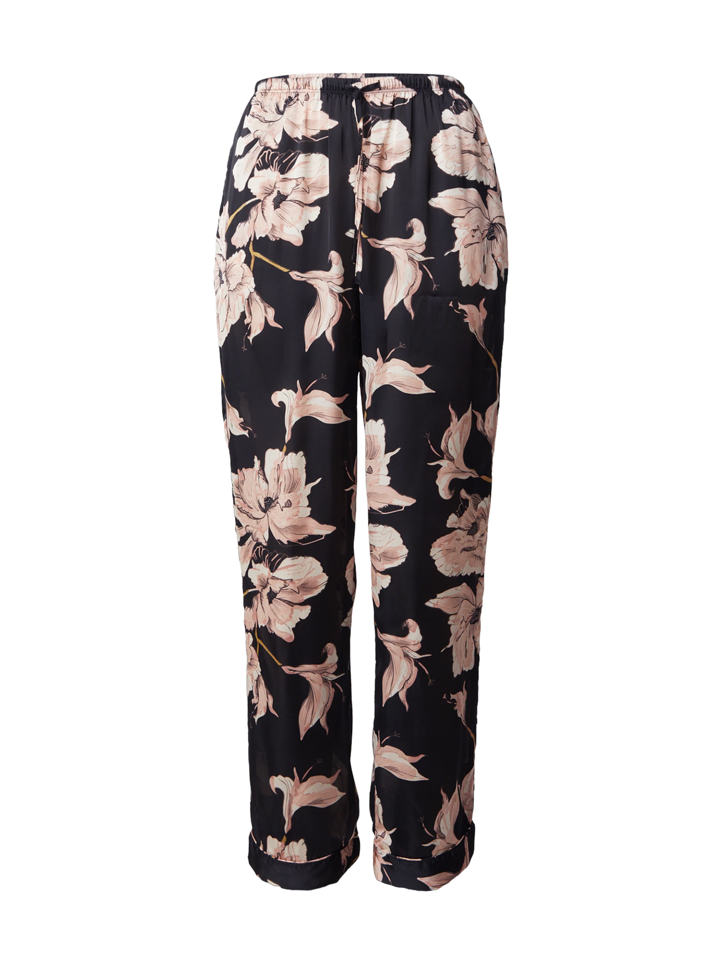 Hunkemöller Pizsama nadrágok 'Flower' - fekete: elől