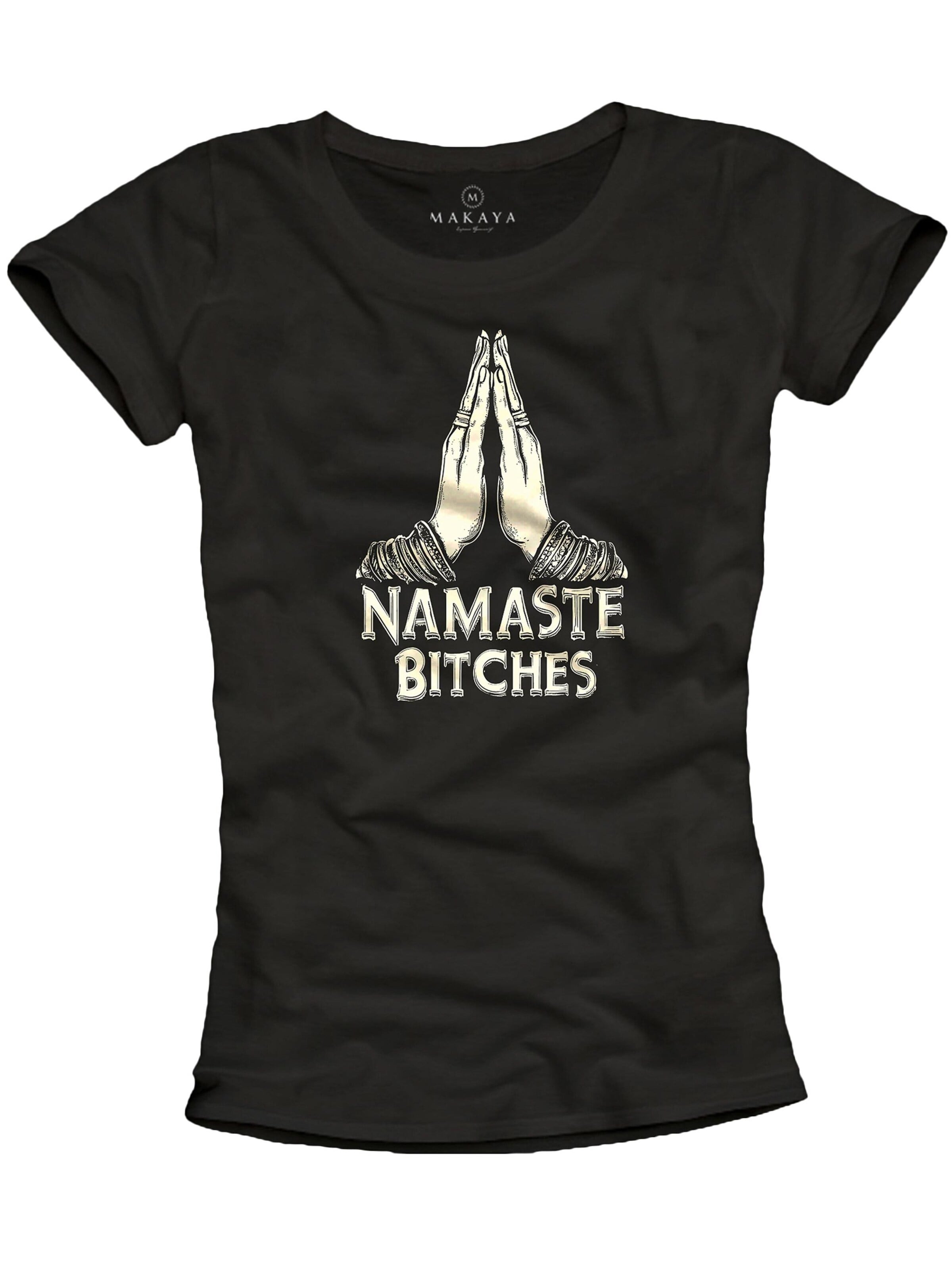 MAKAYA Shirt 'Namaste' in Black: front