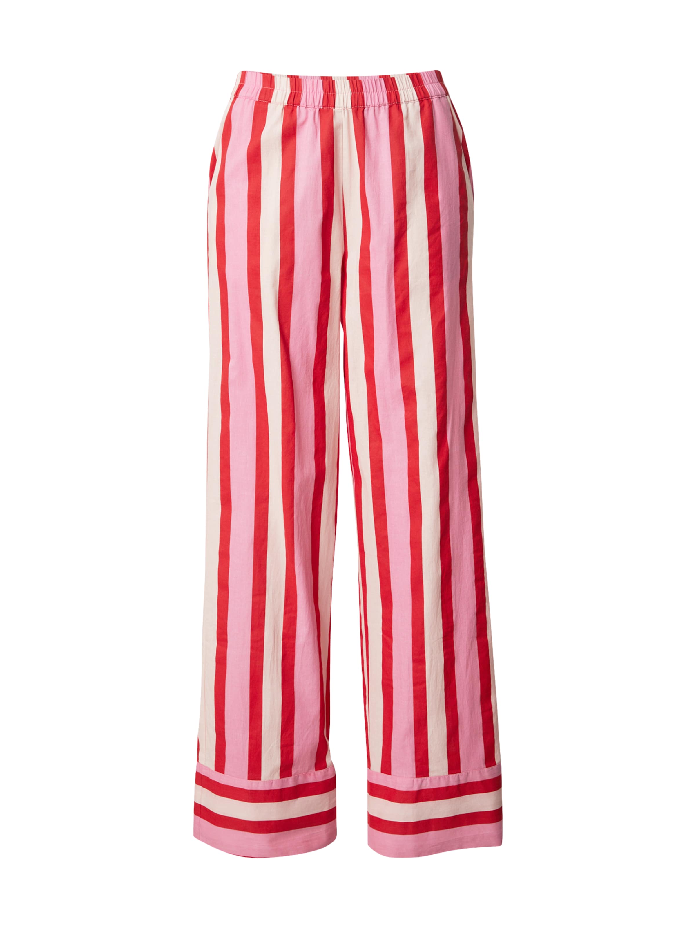 PIECES Trousers 'PCAmina' in Ecru / Pastel pink / Red, Item view