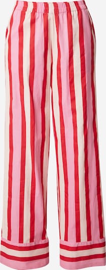 Pantaloni 'PCAmina' PIECES pe ecru / roz pastel / roșu, Vizualizare produs