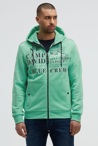 CAMP DAVID - Sudadera con cremallera en verde: frente