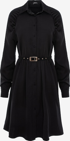 Abito 'Gathered Raglan Sleeve Viscose Midi Shirt Dress With Belt' di AVENUE N°29 in nero: frontale
