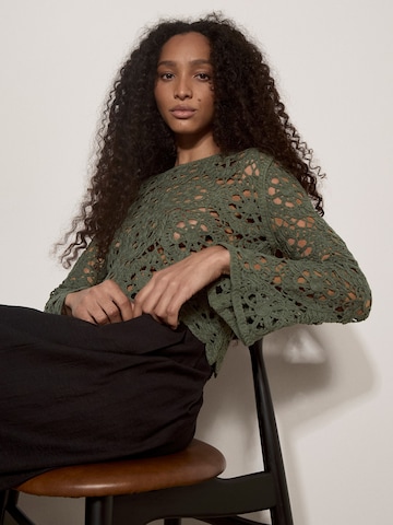 Apricot Boho Floral Cotton Crochet Top ' ' in Grün