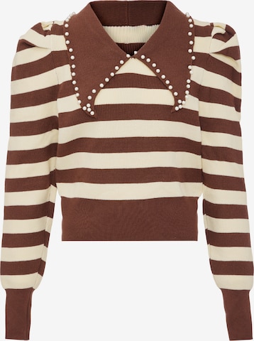 Pull-over nolie en marron : devant