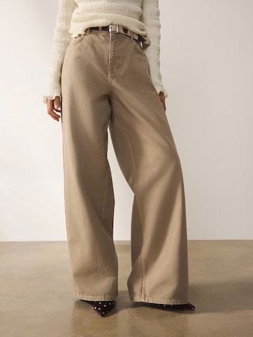 Next Wide leg Jeans in Beige: voorkant