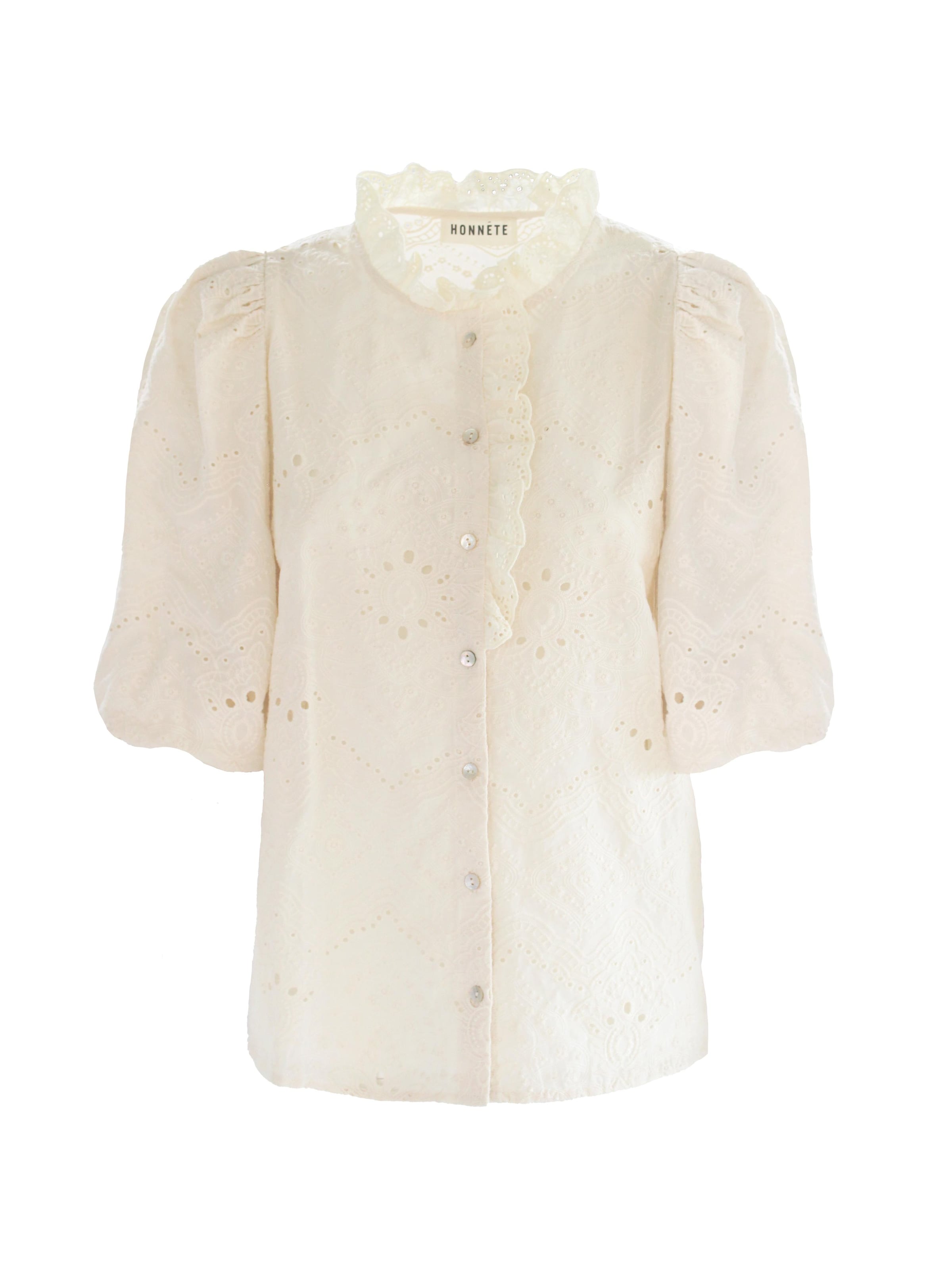Honnête Atelier Blouse 'Hazel' in Beige: voorkant
