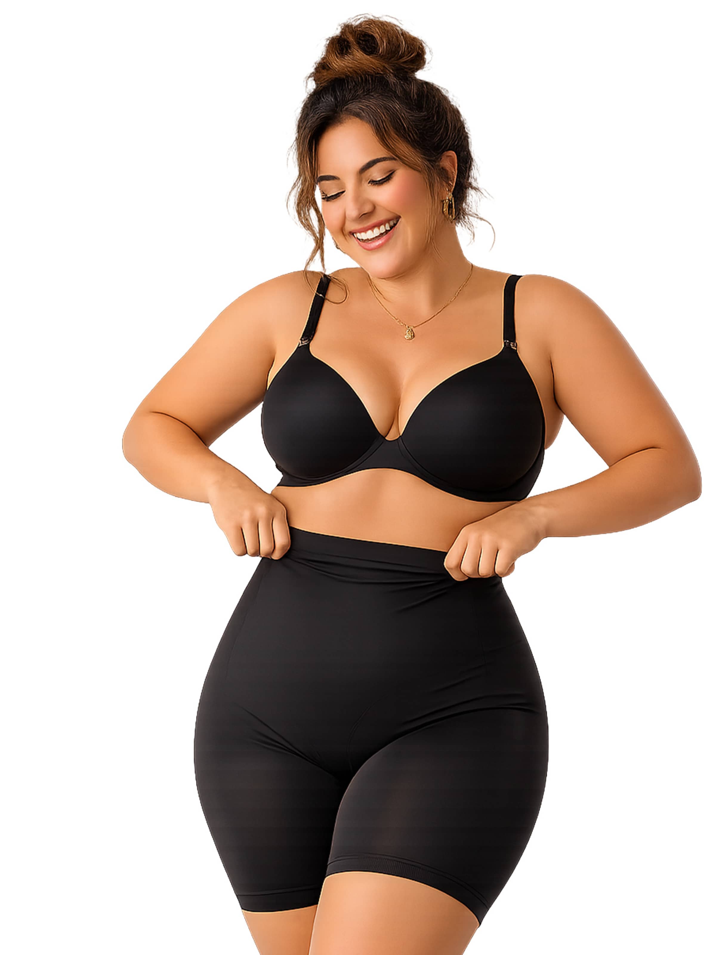 cfab (formerly creamy fabrics) - Pantalón moldeador 'High Waisted Shaping Shorts' en negro